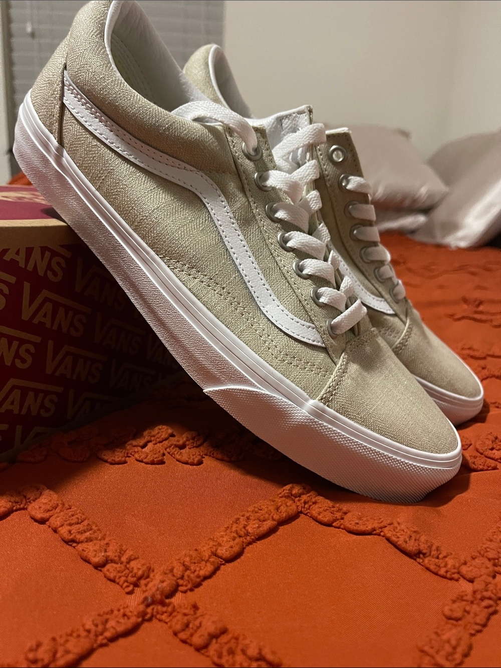 Vans Old Skool Linen Sneaker — Cream White